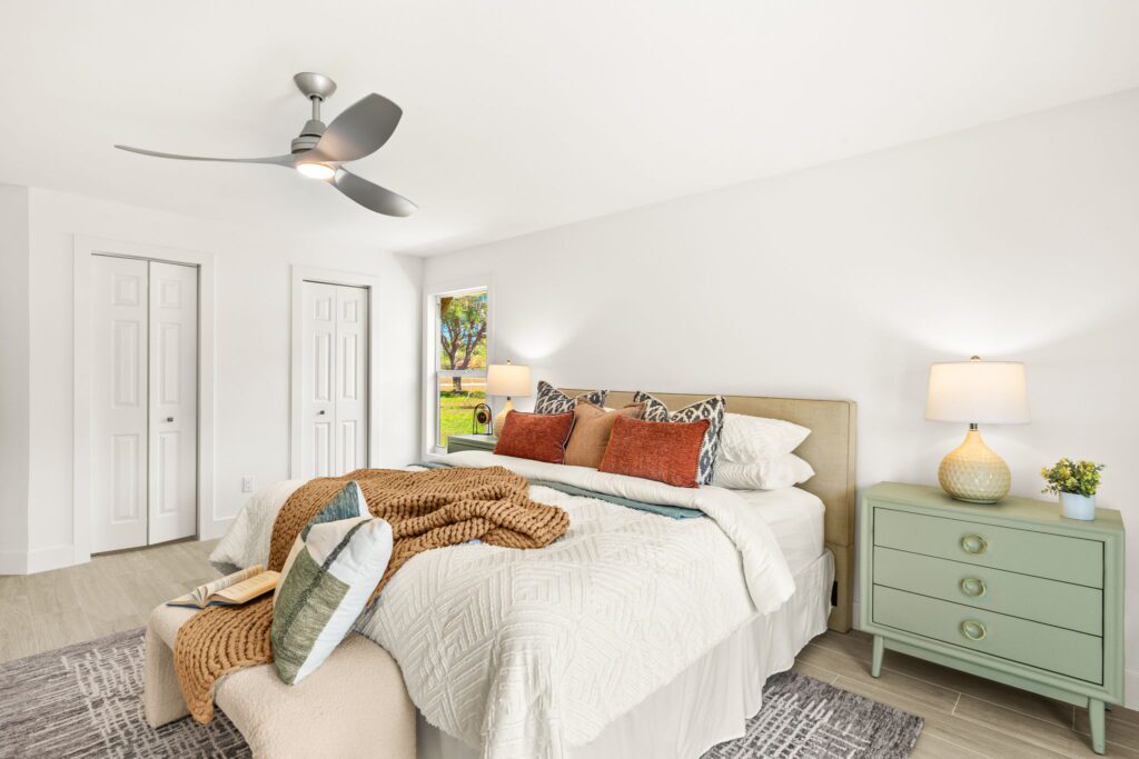 staged open concept room showing proper use of space