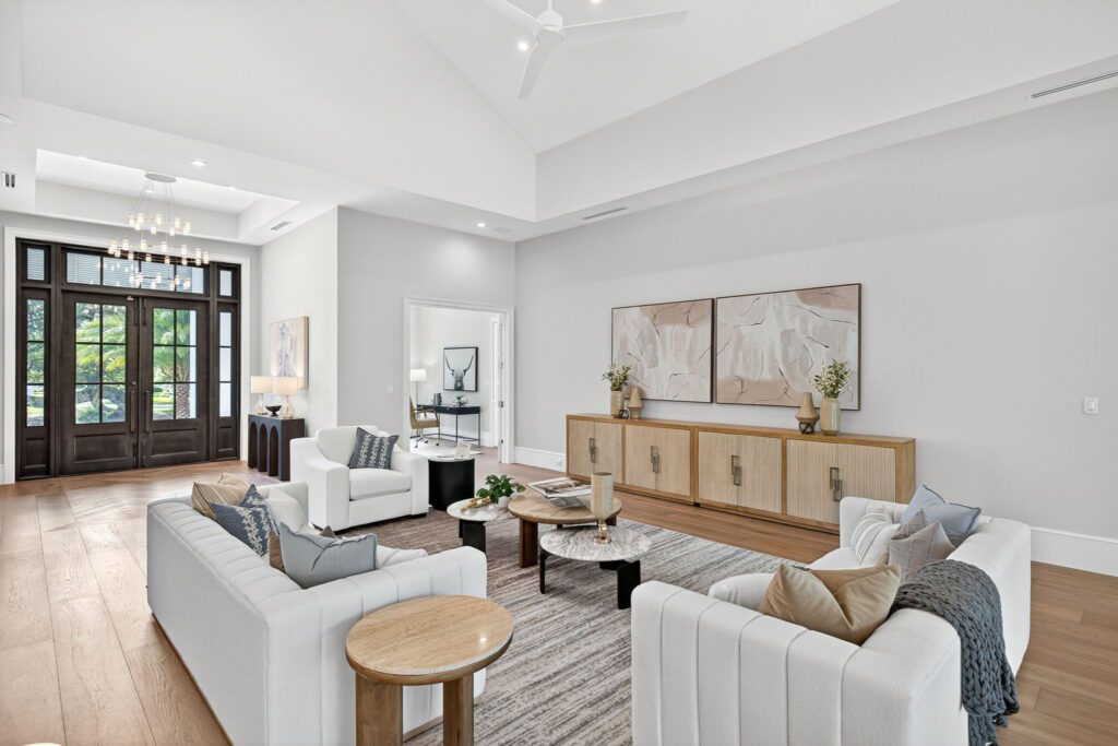 conversation areas in living rooms with open concept furniture layout