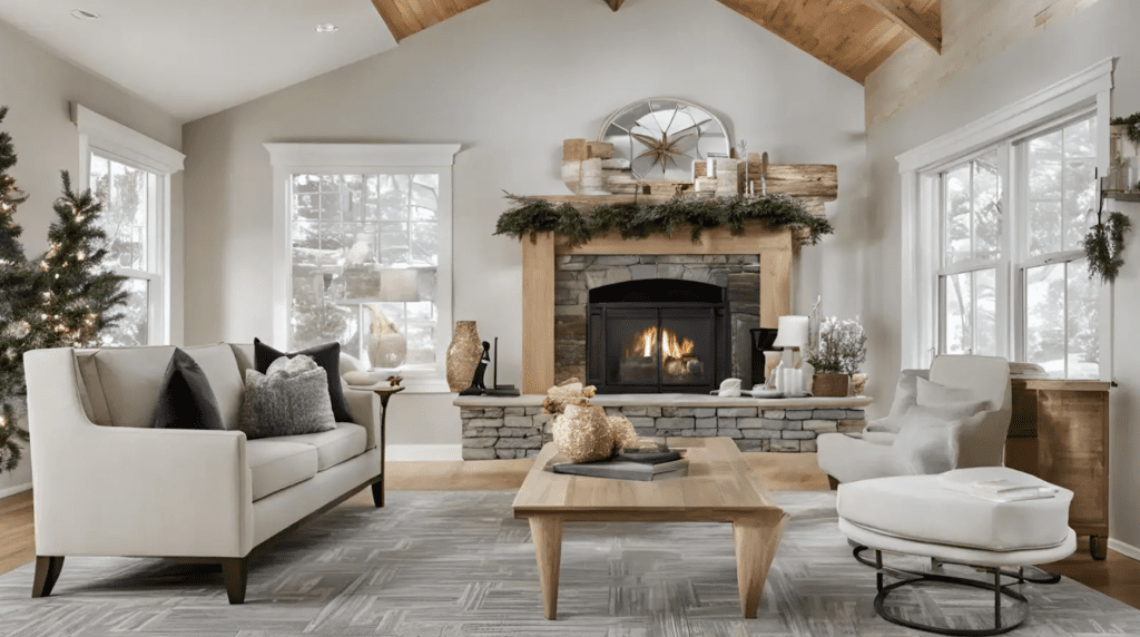 cozy winter home staging with layered textures